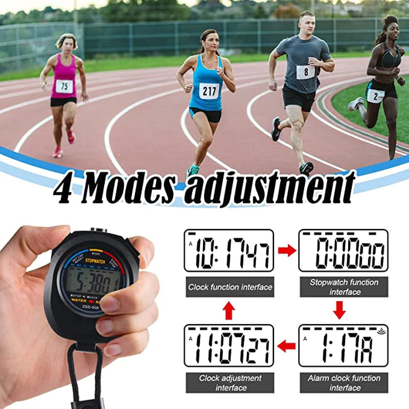 2-Piece Digital Stopwatch Sports Counter Set - Chronograph Timer & Odometer Watch