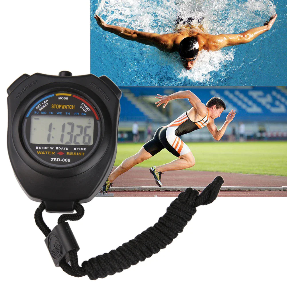 2-Piece Digital Stopwatch Sports Counter Set - Chronograph Timer & Odometer Watch